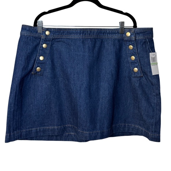 FRAME Denim Sailor Snap Mini Skirt Celestine‎ Blue Gold Button Size 34 NEW (D) - Picture 3 of 11